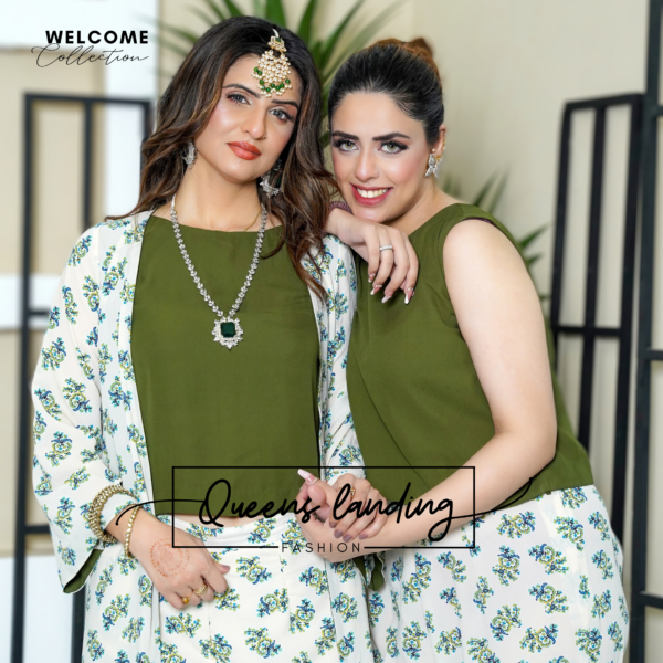 Olive Green Top with Gown - Image 11