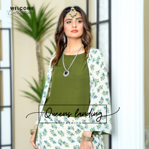 Olive Green Top with Gown - Image 10