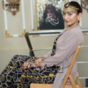 Light Beige tie top with trouser and gown - Image 4