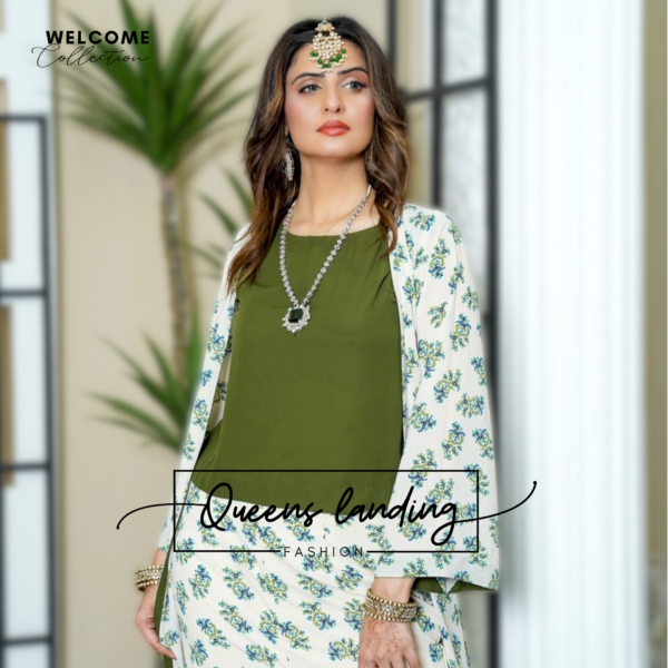 Olive Green Top with Gown - Image 8