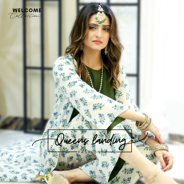 Olive Green Top with Gown - Image 7