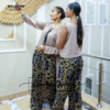 Light Beige tie top with trouser and gown - Image 6