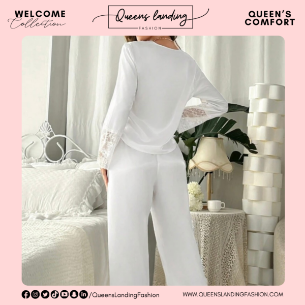 White Lace Splicing Sleep Wear - Image 5