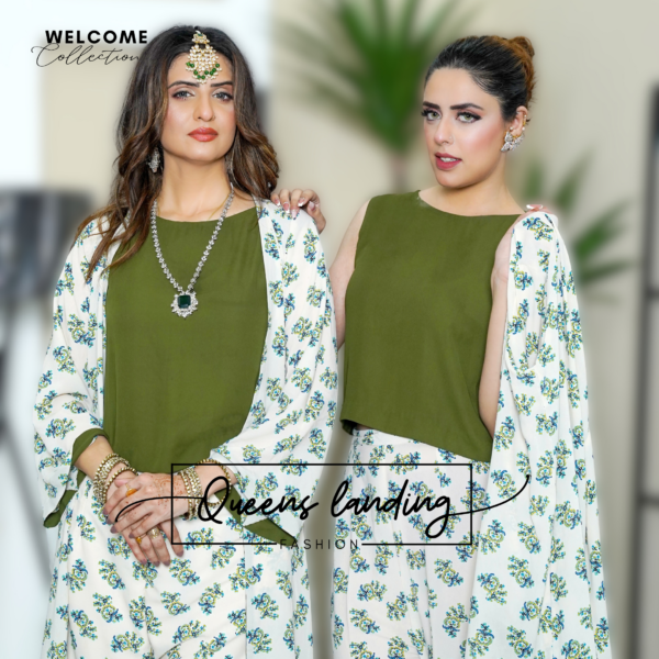 Olive Green Top with Gown - Image 6