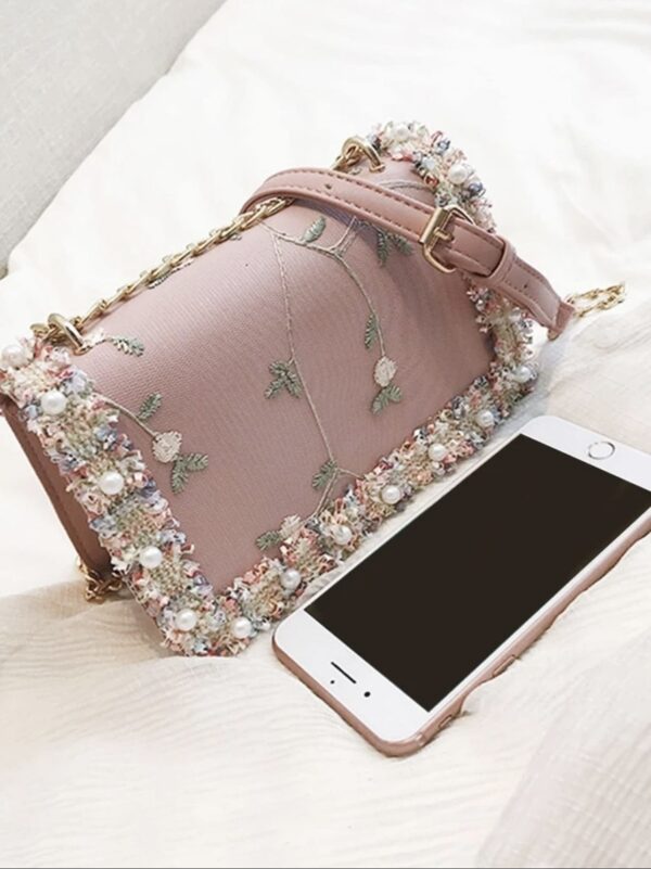 Floral Embroidered Square Bag - Image 2