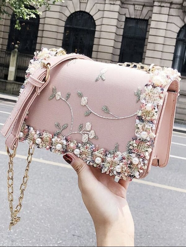 Floral Embroidered Square Bag - Image 4