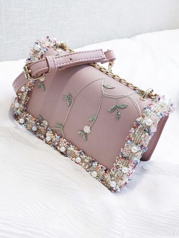 Floral Embroidered Square Bag - Image 3