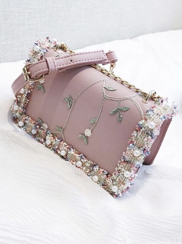 Floral Embroidered Square Bag