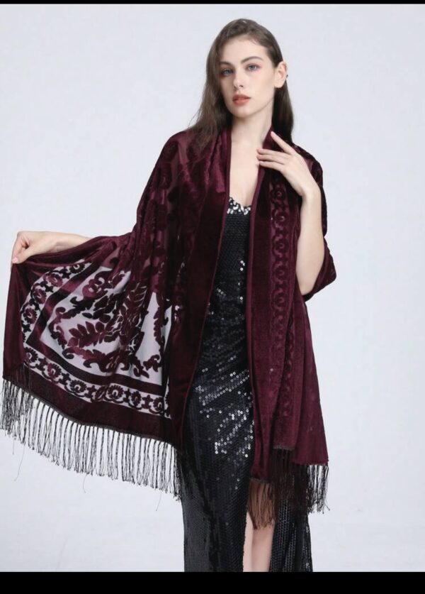 Velvet Floral Scarf Shawl - Image 4