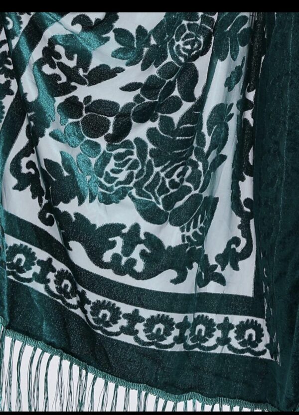 Green Velvet Floral Scarf - Image 4