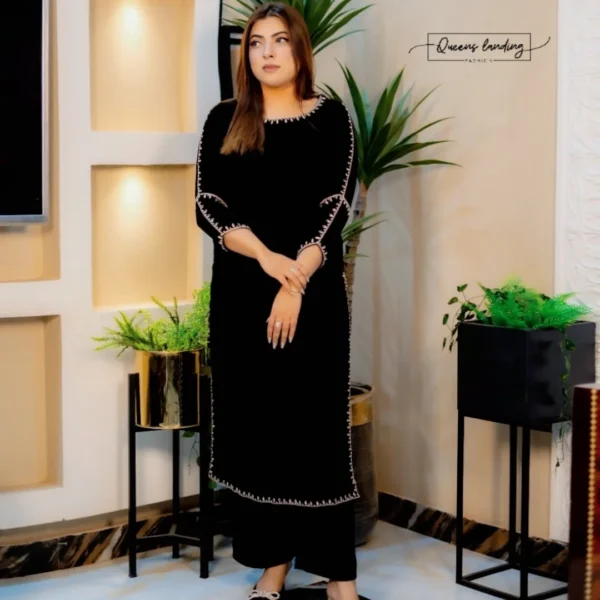 Elegant Black Velvet Dress||Fashion Power||Unique design - Image 5